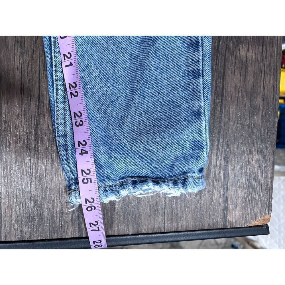 Zara 5 Pocket Design Distressed Ripped Denim Straight Jeans Blue Size 4 - Picture 10 of 11
